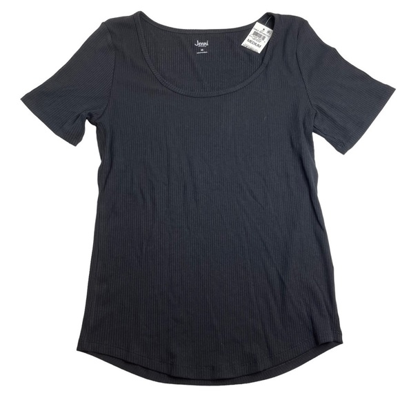 Jenni Ribbed Pajama Short Sleeve Shirt Deep Black Bundle of 2 Medium New - Picture 3 of 5